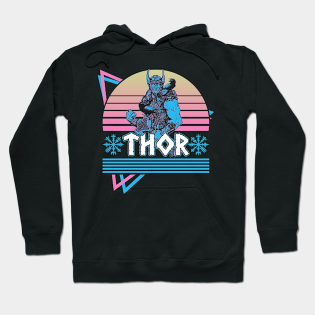 Thor Norse God Asgard Norse Mythology Retro Hoodie by Alex21